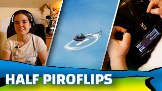 Learning RC helicopter flying: Half piro flips in Simulator