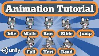 Unity 2D Animation Tutorial - Idle Walk Run Slide Jump Fall Hurt Dead Animations And Transitions.