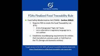 What is FDA's New Food Traceability Rule (FSMA 204)?