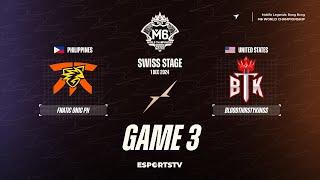 Fnatic ONIC PH vs BloodThirstyKings GAME 3 M6 World Championship | BTK vs FNOP ESPORTSTV