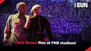 Chris Brown flies at FNB stadium!