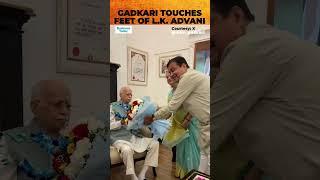 Union Minister Nitin Gadkari Seeks Blessings From Bharat Ratna Lal Krishna Advani; Touches Feet