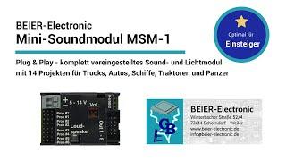 Mini-Soundmodul MSM-1 von BEIER-Electronic - Setup Modellauswahl