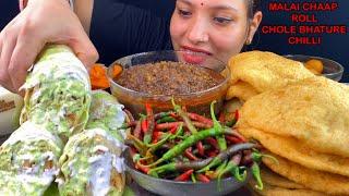 Eating SPicy Chole Bhature, Malai Chaap Roll, Chilli, Gulab Jamun | Indian Street Food Eating Show