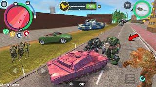 Rope Hero Vice Town (Pink tank fight dual robot car) Stone Giant Destroy Car - Android Gameplay HD