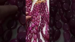 Natural ruby nuggets beads necklace