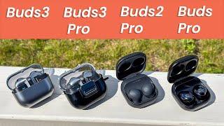 Galaxy Buds3 Pro vs Buds3 vs Buds2 Pro vs Buds Pro review!