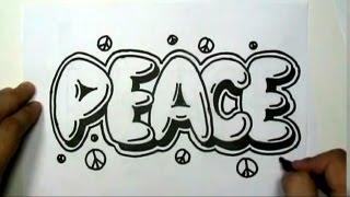 How to draw PEACE in Graffiti Letters - Write Peace in Bubble Letters - MAT