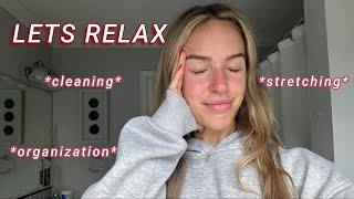 STRESS MANAGEMENT 101- staying organized, cleaning, workout w me, stretching, unboxing, spin & more!