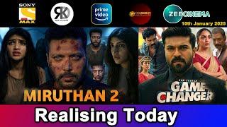 4 New South Hindi Dubbed Movies Releasing Today | Miruthan 2, Game Changer | 10th January 2025