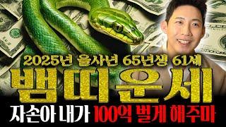 2025년 을사년 65년생 61세 뱀띠 운세 "더이상은 걱정마라!!! 자손아 내가  100억 벌게 해주마"  금전운, 문서운 대박나는 뱀띠운세!!!