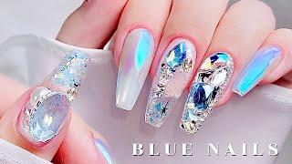 sub) Powder, Glitter, Full stone! Nails / Powder nail / Winter nail / Nailart / Selfnail