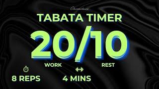 4-Min Tabata Timer | 20/10 | No Music | Bell Alert | 8 Rounds HIIT