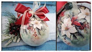 Decoupage bauble with a Christmas wreath  .....