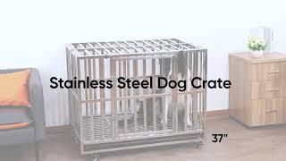 LUCKUP 40" Heavy Duty Stainless Steel Dog Crate