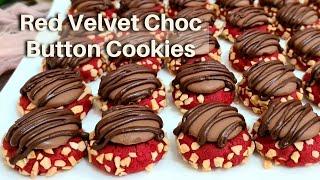 Red Velvet Milk Chocolate Button Cookies Recipe | Biskut Rangup | Resepi Biskut Raya | Rahiza Dorah