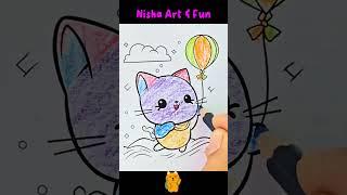 Kitty, learn Colouring this tutorial for kids #kidsart #drawing #art #kidsartwork #kidspaint #kids