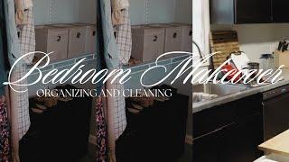 New Home Budget Friendly Bedroom Makeover!! Organizing and Cleaning with me! Small Home Living