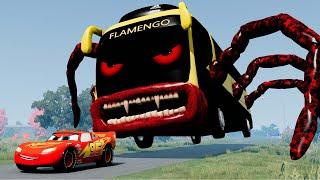 Epic escape from Lightning McQueen Spider Eater, Bus Eater,  Mack Robot Eater |BeamNG.Drive