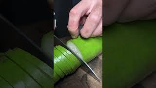 Cutting a long gourd with the Rui “ZEN” #fyp #knife #knifesharpening #ray #knifesharpener #rui