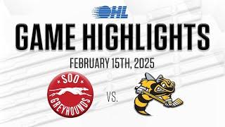 OHL Highlights: Soo Greyhounds @ Sarnia Sting Feb. 15, 2025