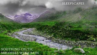 10 Hours Relaxing Celtic Music with Rain and Distant Rolling Thunder: Sleep, Study, Meditation Music