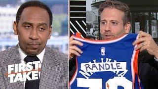 Max Kellerman trolls Stephen A. Smith with a 'custom' Knicks jersey | First Take