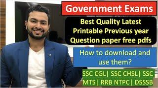 SSC CGL 2020, SSC CHSL 2020, SSC MTS 2020  free previous year Question papers printable mock pdfs 