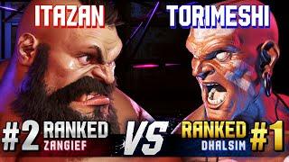 SF6 ▰ ITAZAN (#2 Ranked Zangief) vs TORIMESHI (#1 Ranked Dhalsim) ▰ High Level Gameplay