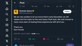 Rockstar Games has been announced the GTA 6 Trailer in December!