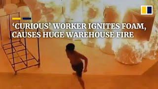 ‘Curious’ worker ignites foam, causes huge warehouse fire in China