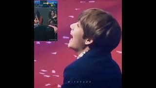 His iconic reaction to her  #jisoo #taehyung #vsoo #taesoo