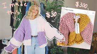 I hand knit the chunky sweater of my DREAMS in only 24 hours | DIY colossal cardigan