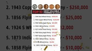 Top 10 most valuable pennies for 2024 #coin #penny #coincollecting #numismmatics #treasurehunt