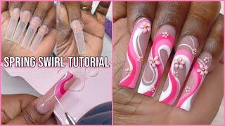 Cute Swirl Nail Art Design 123go Gel Extensions | MelodySusie Sparkle Plus Receive | Nail Tutorial