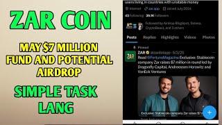 Zar coin | May $7 million fund and potential airdrop | Step by step guide
