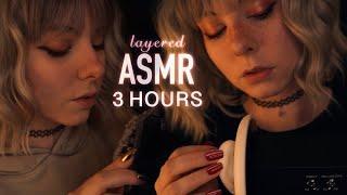 layered ASMR 3 HOURS | no talking, ear to ear Blowing, Brushing, Combing, Cleaning, White Noise