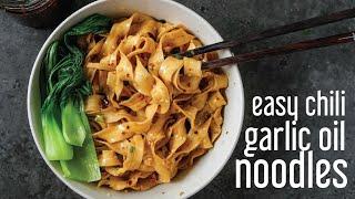 A simple yet tasty one bowl Easy Chili Garlic Oil Noodles | Chinese Vegan Recipe