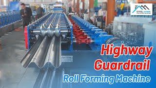 Thrie beam guardrail roll forming machine | 3 Wave crash barriers profiles with punching details