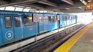 A Northbound Scarborough RT TTC Train on line 3 Arriving & Departing Ellesmere Stn (Feb 24th, 2023)