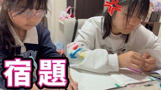 【宿題】学校の宿題を姉妹でやってたらかのんちゃんがまたブチギレた…