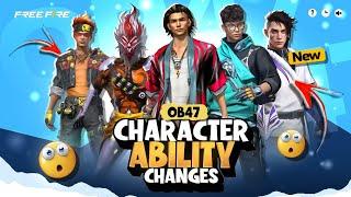 Ob 47 Characters Ability Changed Free Fire |Character Ability Rework Free Fire | Free Fire New Event