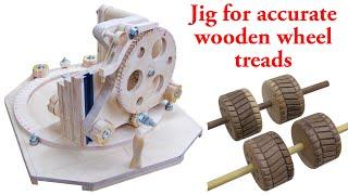 Jig for accurate wood wheel tire treads - plans available