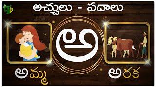 #achulu padalu in telugu | అచ్చులు - పదాలు | Learn Telugu words | aa amma padalu ACHULU Words