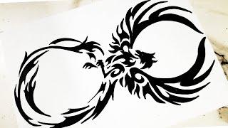 How to draw a dragon tattoo || Tribal tattoo design