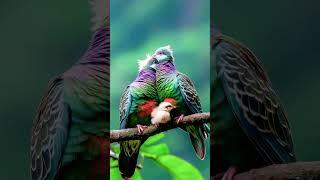 Loving Doves with Their Chicks | Beautiful Bird Family on Branch | #Birds #Nature #Shorts #wildlife