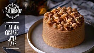 Turn Leftover Sour Cream Into Cake! | Thai Tea Custard Layer Cake, No Gelatin