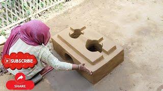 Mud stove making at home । Mud Kitchen Design । Chulha Cooking #Viral #trending #chulha