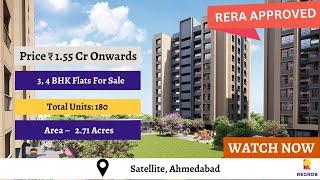 Luxurious 3, 4 BHK Flats For Sale in Satellite, Ahmedabad | Ratnaakar Pristine |  8377002514