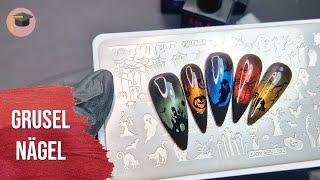 Halloween Nails mit Cat Eye Gel & Stamping | Tutorial 143